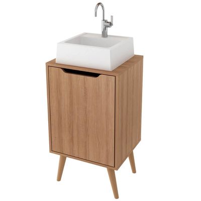 Balcão Gabinete para Banheiro Amêndoa 45cm com 1 Porta BN3641 Sem Cuba Tecnomobili