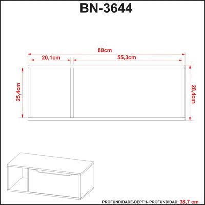 Balcão para Banheiro 80cm com 1 Porta e Nicho BN3644 Branco Tecnomobili