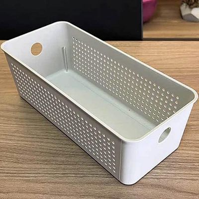 2 Cestos Organizadores Multiuso Empilháveis 4,2L Retangular 26x12x13cm com Perfurações Flow Bege