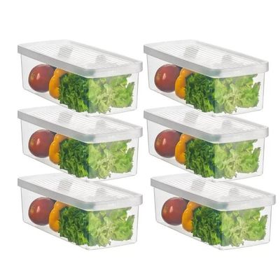 Kit 6 Organizadores de Geladeira 4,2L Legumes Verduras Tampa Ventilável Caixa Plástica