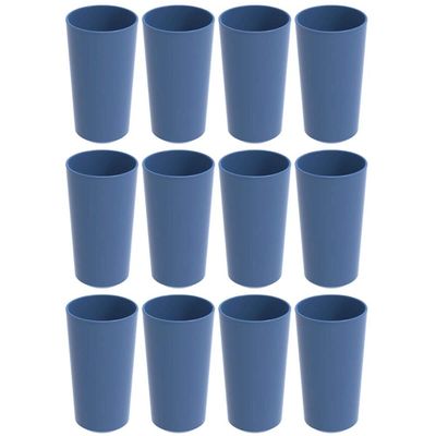 Conjunto 12 Copos Altos de Plástico 500ml Refeitório Escola Crippa Azul Madrugada
