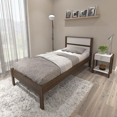 Cama de Solteiro Nogal Branco 97x196x92cm MDP Tecnomobili CM8004