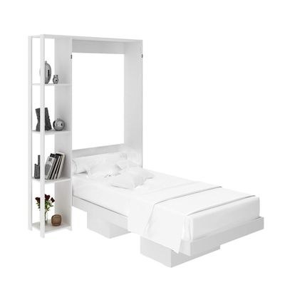 Cama Articulada de Solteiro com 4 Prateleiras e 2 Nichos CM8013 Branca Tecnomobili