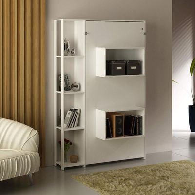 Cama Articulada de Solteiro com 4 Prateleiras e 2 Nichos CM8013 Branca Tecnomobili