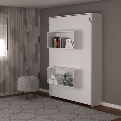 Cama Retrátil de Parede Articulada Casal 147,2x198,5cm Branca Tecnomobili CM8016 Nichos