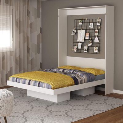 Cama Retrátil de Parede Articulada Casal 147,2x198,5cm Branca Tecnomobili CM8016 Nichos