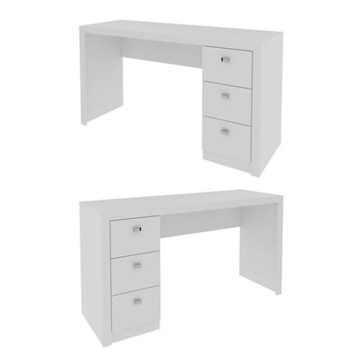 Mesa Reta para Escritório com 3 Gavetas ME4102 Branco Tecnomobili
