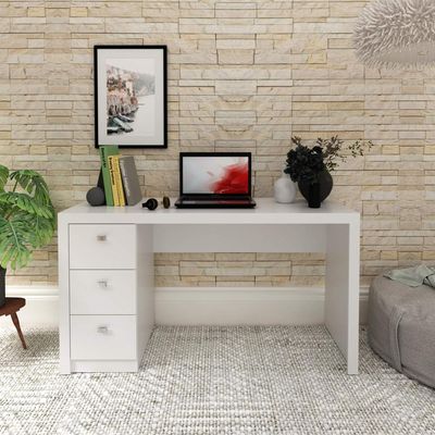 Mesa Reta para Escritório com 3 Gavetas ME4102 Branco Tecnomobili