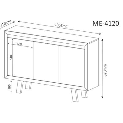 Balcão para Escritório com 3 portas ME4120 Amêndoa Tecnomobili