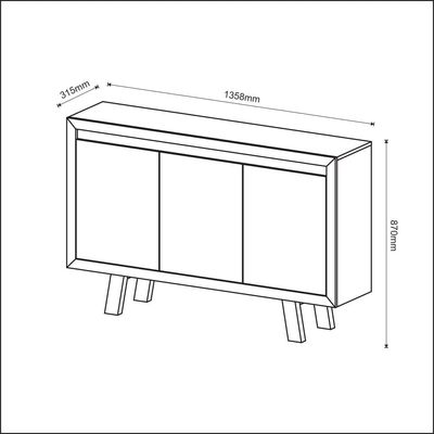 Balcão para Escritório com 3 portas ME4120 Amêndoa Tecnomobili