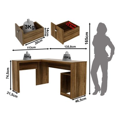 Mesa para Escritório com 2 gavetas ME4129 Nogal Tecnomobili