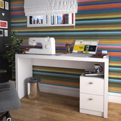 Mesa para Escritório 135,8cm com 2 gavetas ME4130 Branco Tecnomobili