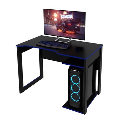 Mesa Gamer 105cm ME4161 Preto/Azul Tecnomobili