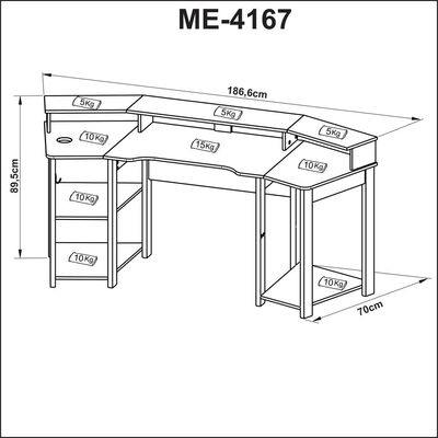 Mesa Gamer Cockpit Para 2 Monitores ME4167 Preto/Azul Tecnomobili