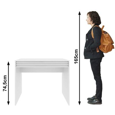 Mesa Escrivaninha para Quarto com Gaveta 90cm Branco ME4173 Tecnomobili Home Office Notebook