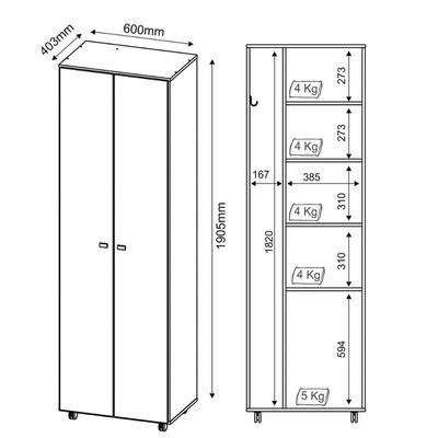 Armário para Lavanderia Multiuso com 2 Portas e 6 Nichos Branco AM3101 Tecnomobili