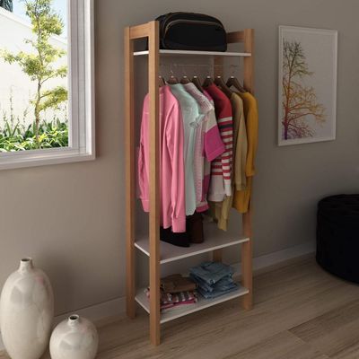 Armário Closet com 3 Prateleiras AZ1029 Amêndoa/Branco Tecnomobili