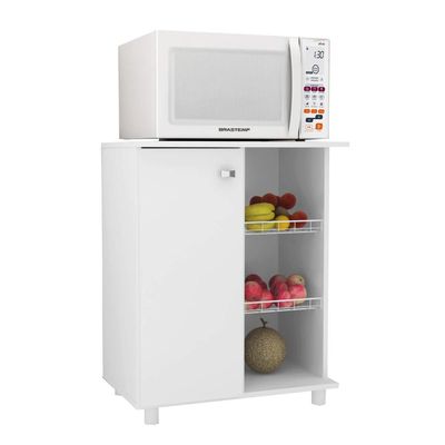 Balcão Fruteira com 1 Porta e 2 Cestos de Metal BF3205 Branco Tecnomobili