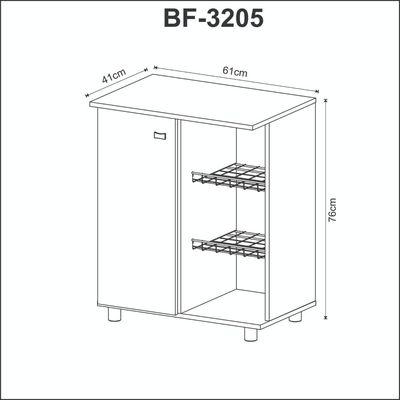 Balcão Fruteira com 1 Porta e 2 Cestos de Metal BF3205 Branco Tecnomobili