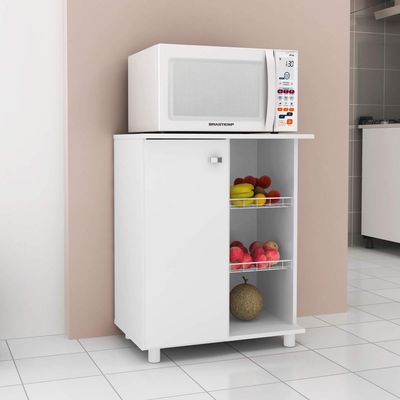 Balcão Fruteira com 1 Porta e 2 Cestos de Metal BF3205 Branco Tecnomobili