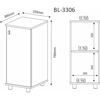 Balcão Bebedouro Multiuso com 1 Porta BL3306 Branco Tecnomobili