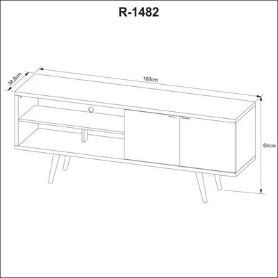 Rack Para TV até 55'' Com 2 Portas R1482 Amêndoa/Mármore Branco