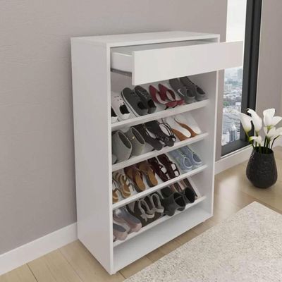 Sapateira Branca Gaveteiro 30x67x103,5cm Prateleiras Tecnomobili SA3404 Vertical