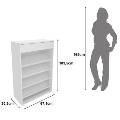 Sapateira Branca Gaveteiro 30x67x103,5cm Prateleiras Tecnomobili SA3404 Vertical
