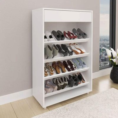 Sapateira Branca Gaveteiro 30x67x103,5cm Prateleiras Tecnomobili SA3404 Vertical