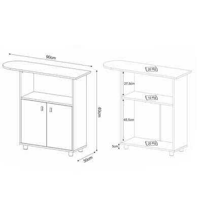 Armário Tábua de Passar Roupa com 2 Portas e 1 Nicho Branco Florido TP3050 Tecnomobili