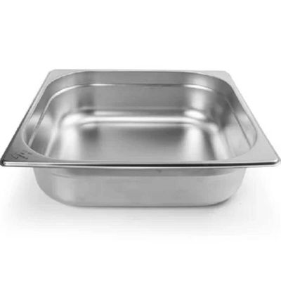 Kit 4 Cubas Gastronômica Inox 2/3 100mm Restaurante 8,86l Buffet 32,4x35,4cm Cinza