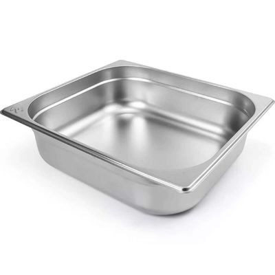Kit 4 Cubas Gastronômica Inox 2/3 100mm Restaurante 8,86l Buffet 32,4x35,4cm Cinza