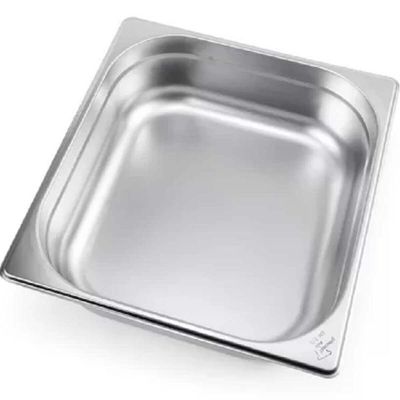 Kit 4 Cubas Gastronômica Inox 2/3 100mm Restaurante 8,86l Buffet 32,4x35,4cm Cinza