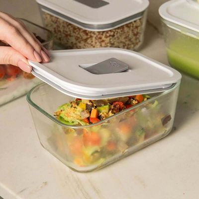 Kit 4 Potes De Vidro Branco Hermético 725ml Fresh Lock Marmita Comida OU
