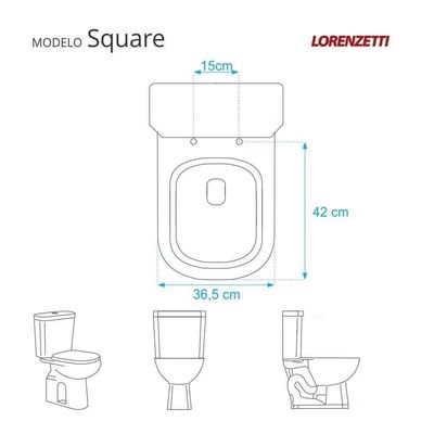 Tampa De Vaso Poliéster Decorada Borboleta Square Branco Para Louça Lorenzetti