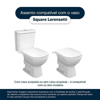Tampa De Vaso Poliéster Decorada Borboleta Square Branco Para Louça Lorenzetti