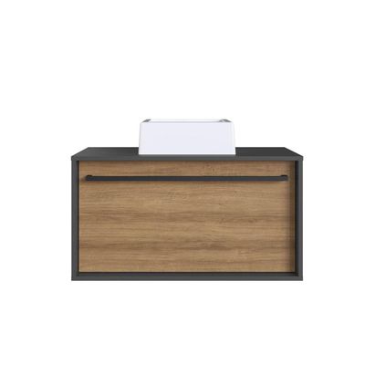 Gabinete Suspenso 80cm Mel Grafite Cuba Gavetão e Toalheiro BH8040MGCUBA