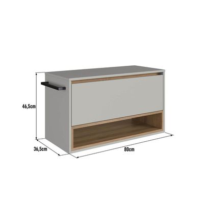 Gabinete Suspenso 80cm Mel Arenas com Nicho Toalheiro Porta BH8060MA