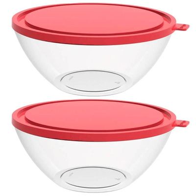 Kit 2 Potes com Tampa 3,1L Redondos PEBD Crippa Bacia Alimentos Frutas Multiuso