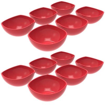 12 Potes de Sobremesa Doces Vermelho 265ml Plástico Trio Crippa Tigela