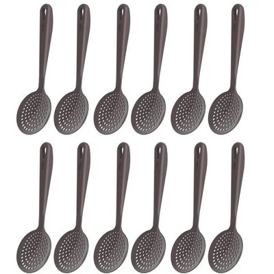 Kit 12 Espumadeiras para Cozinha Fritura Escumadeiras Cinzas Nylon Utensílios Culinários