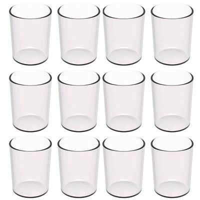 Kit 12 Copos 400ml Transparente Plástico Escolar Refeitórios Servir Água Sucos