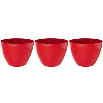 3 Tigelas Redonda Grande 6,2L Vermelha Crippa Servir Salada Frutas Pratos Quentes