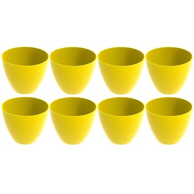 Kit 8 Tigelas Redondas Grandes 6,2L Amarelas Bowls Plásticos Servir Salada Frutas Pipoca