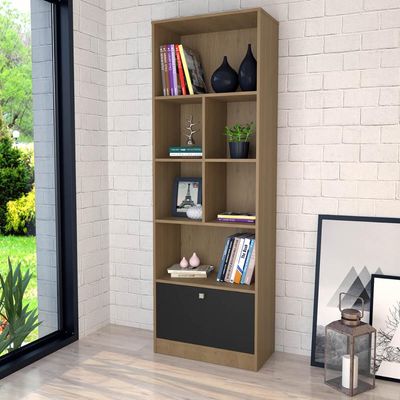 Livreiro Bali com 1 Porta Basculante Nova Mobile Mel e Preto Estante para Livros