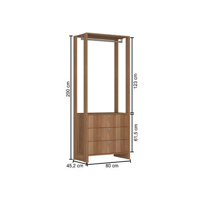 Closet com 1 cabideiro e 3 Gavetas Yes Nova Mobile Montana