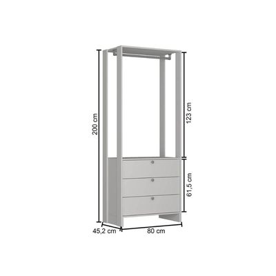 Closet com 1 cabideiro e 3 Gavetas Yes Nova Mobile Branco