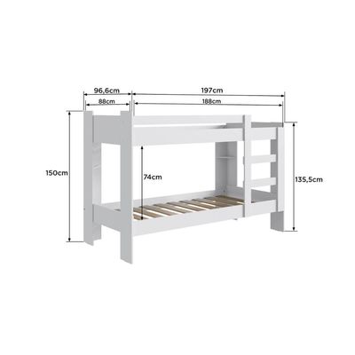 Cama Beliche 100% MDF com Pintura UV Branco Acetinado B63 Nova Móbile