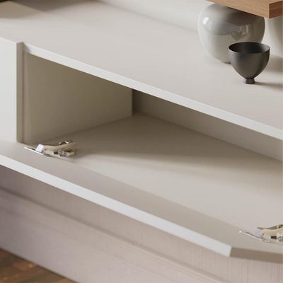 Painel Home Suspenso Para 65 Pol. 150cm Buriti C05 Off White Matte-freijó - Mpozenato