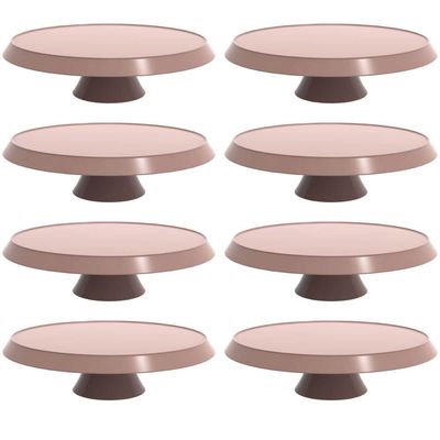 Conjunto 8 Boleiras com Pedestal 28cm Porta Tortas e Doces Cor Amêndoa Bubble Crippa